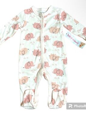 Baby Views Baby Girl Elephant Sleeper 0–3 Months Pink Footie PJ